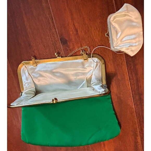 JR USA Satin Green and Gold Evening Bag circa 1960s. - Picture 3 of 6